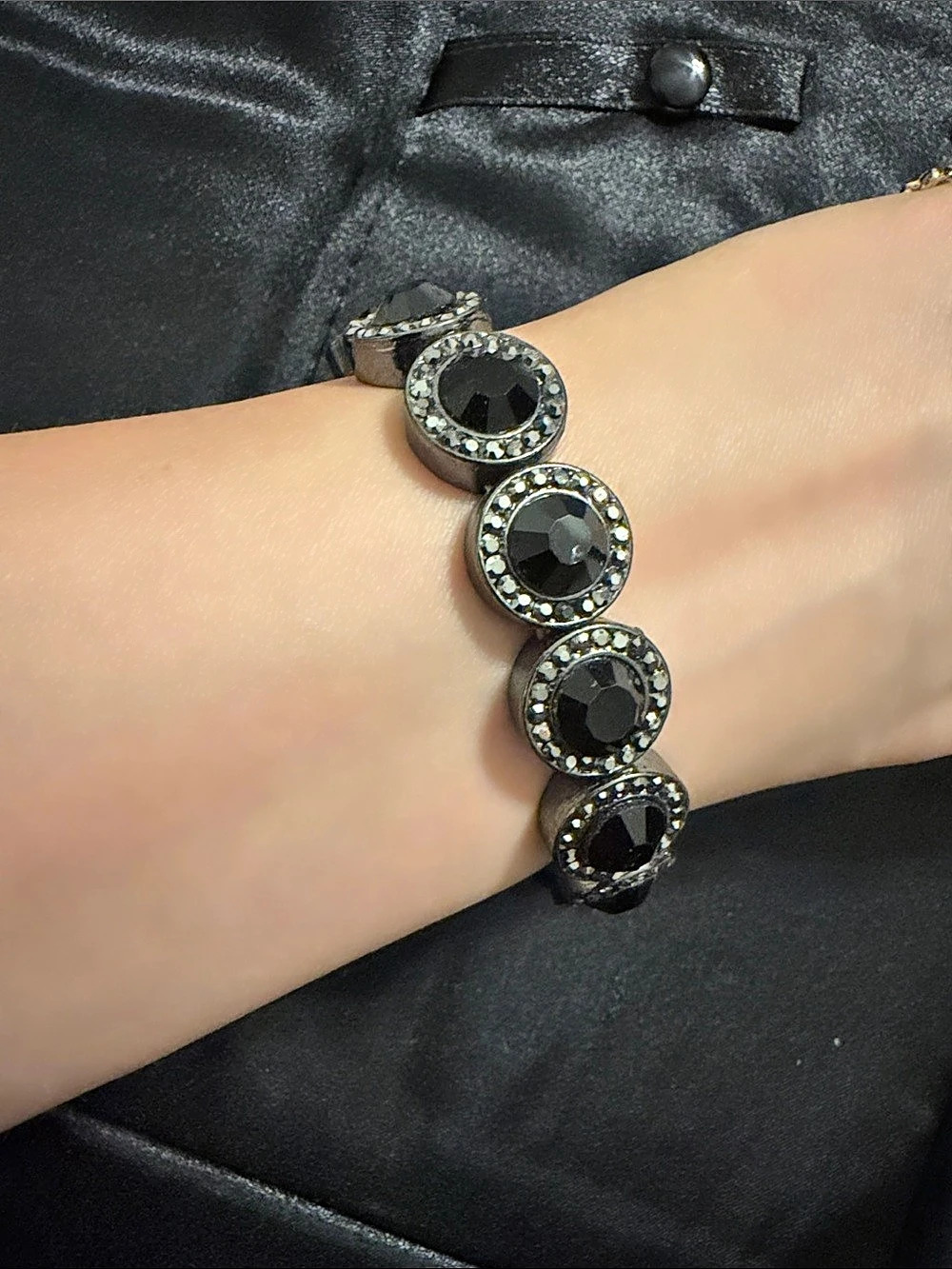 Black & Silver Crystal Bracelet Like New
